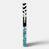 COQUES Case-Mate iPhone PARTIES SCINTILLANT BLEU CHEVRON NOIR MONOGRAMMÉ (Verso / Gauche)