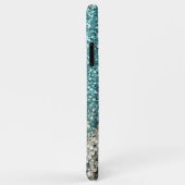 Coques Case-Mate iPhone Parties scintillant Bleu Empreinte de léopard chic (Dos/Droite)