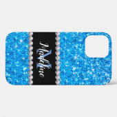 Coques Case-Mate iPhone Parties scintillant Bleu étincelant et pierres pré (Verso (horizontal))