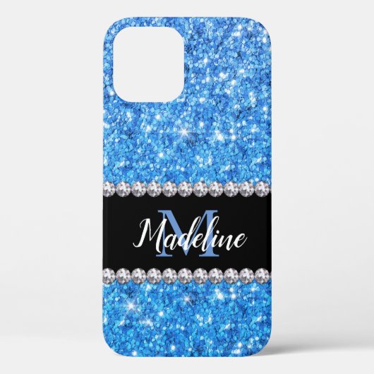Coques Case-Mate iPhone Parties scintillant Bleu étincelant et pierres pré (Verso)