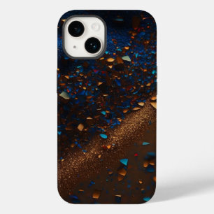 Coque Pour iPhone 14 Parties scintillant bleu foncéMarron  iPhone Mate 