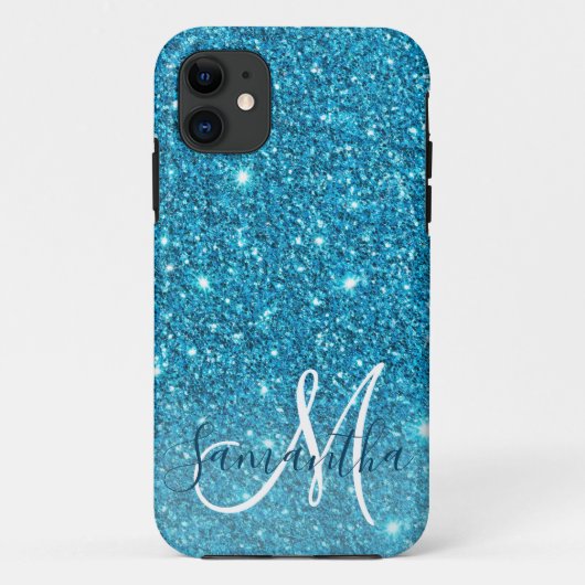 Coques Case-Mate iPhone Parties scintillant bleu moderne éclaboussures Nom (Dos)
