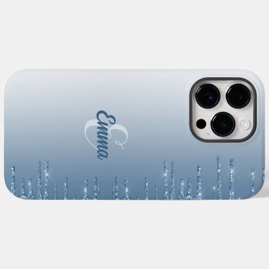 Coques Case-Mate iPhone Parties scintillant bleu moderne éclaboussures Nom (Verso (horizontal))