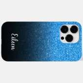 Coques Case-Mate iPhone Parties scintillant bleue Fille personnalisée Ombr (Verso (horizontal))