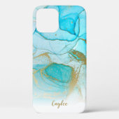 Coques Case-Mate iPhone Parties scintillant bleue  marbre personnalisé Coq (Verso)