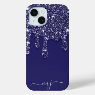 Coque Pour iPhone 15 Parties scintillant bleue marine moderne élégant