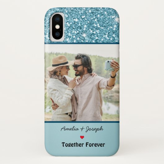Coques Case-Mate iPhone Parties scintillant Bleue Moderne Personnalisé Amo (Dos)