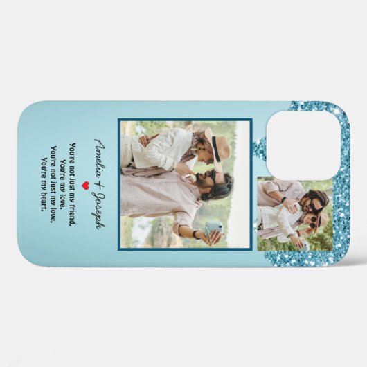 Coques Case-Mate iPhone Parties scintillant Bleue Moderne Personnalisé Amo (Verso (horizontal))