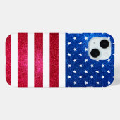 Coques Case-Mate iPhone Parties scintillant Bleue Rouge Drapeau Patriotiqu (Verso (horizontal))