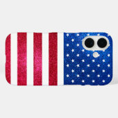 Coques Case-Mate iPhone Parties scintillant Bleue Rouge Drapeau Patriotiqu (Verso (horizontal))