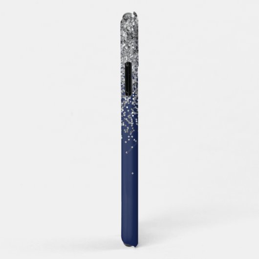 Coques Case-Mate iPhone Parties scintillant bleue Silver Navy Girl Monogra (Dos/Droite)