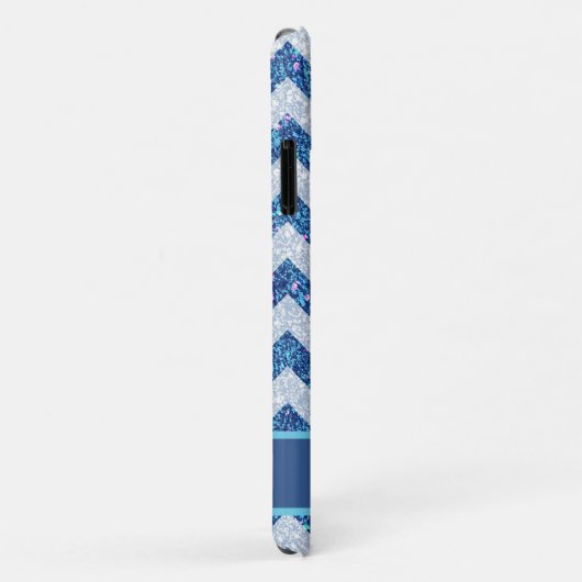 Coques Case-Mate iPhone *~* Parties scintillant bleue Turquoise  Chevron P (Dos/Droite)