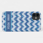 Coques Case-Mate iPhone *~* Parties scintillant bleue Turquoise  Chevron P (Dos (Horizontal))