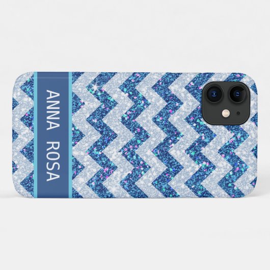 Coques Case-Mate iPhone *~* Parties scintillant bleue Turquoise  Chevron P (Dos (Horizontal))