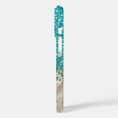 Coques Case-Mate iPhone Parties scintillant bleue turquoise, marbre gris m (Verso / Gauche)