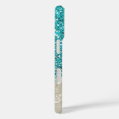 Coques Case-Mate iPhone Parties scintillant bleue turquoise, marbre gris m (Verso / Droite)
