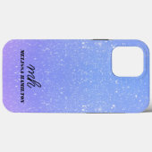 Coques Case-Mate iPhone Parties scintillant bleue violet chic monogrammed  (Verso (horizontal))