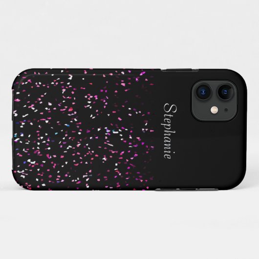 Coques Case-Mate iPhone Parties scintillant bleue violet noire Nom du mono (Dos (Horizontal))