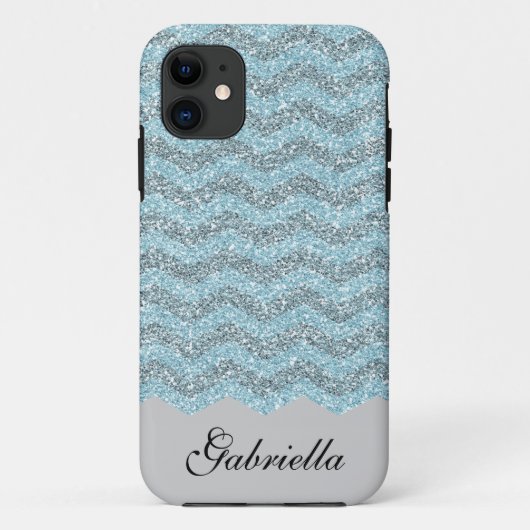 Coques Case-Mate iPhone Parties scintillant Blue Chevron Faux (Dos)