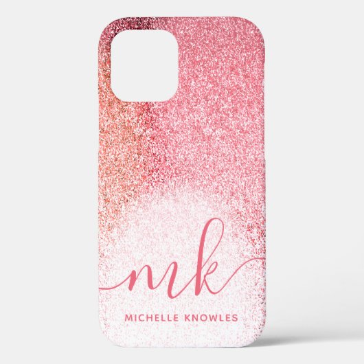 Coques Case-Mate iPhone Parties scintillant Blush Rose Rose Or Script Mono (Verso)