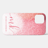 Coques Case-Mate iPhone Parties scintillant Blush Rose Rose Or Script Mono (Verso (horizontal))