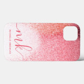 Coques Case-Mate iPhone Parties scintillant Blush Rose Rose Or Script Mono (Verso (horizontal))