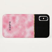 Coques Case-Mate iPhone Parties scintillant Bokeh noir et rose Conception  (Dos (Horizontal))