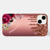 Coques Case-Mate iPhone Parties scintillant bronze cuivre métallique monog (Verso (horizontal))