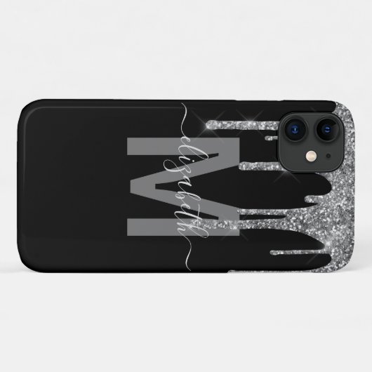 Coques Case-Mate iPhone Parties scintillant Chic Silver Driver Nom du mono (Dos (Horizontal))