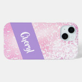 Coques Case-Mate iPhone Parties scintillant claire violette, rose et blanc (Verso (horizontal))