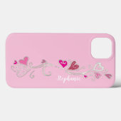 Coques Case-Mate iPhone Parties scintillant Coeurs roses Fille fille (Verso (horizontal))