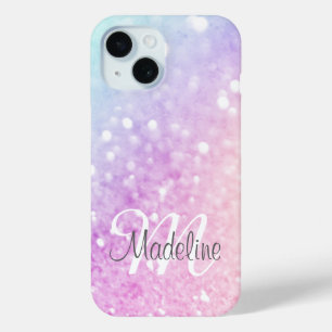 Coque Pour iPhone 15 Parties scintillant colorée personnalisée Iridesce