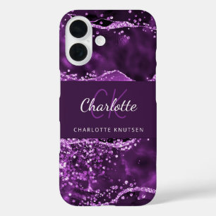 Coques iPhone 16 Parties scintillant d'agneau mauve en marbre rose 