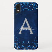 Coques Case-Mate iPhone Parties scintillant d'argent bleu moderne Confetti (Dos)