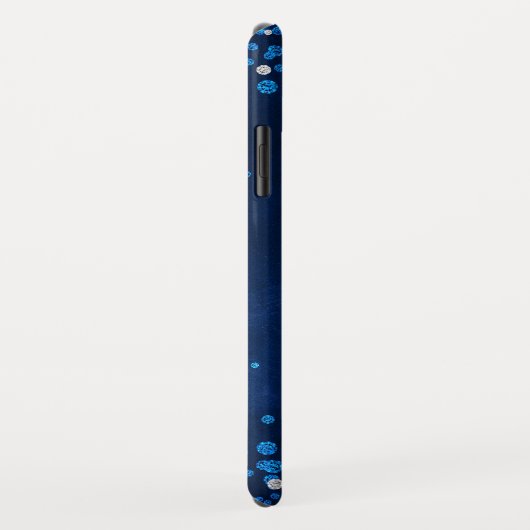 Coques Case-Mate iPhone Parties scintillant d'argent bleu moderne Confetti (Dos/Droite)