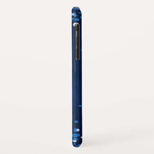 Coques Case-Mate iPhone Parties scintillant d'argent bleu moderne Confetti (Dos/Gauche)