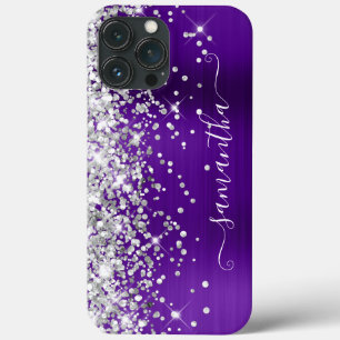 Case-Mate iPhone Case Parties scintillant d'argent brillant violet marqu