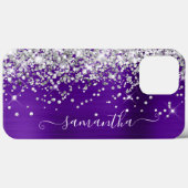Coques Case-Mate iPhone Parties scintillant d'argent brillant violet marqu (Verso (horizontal))