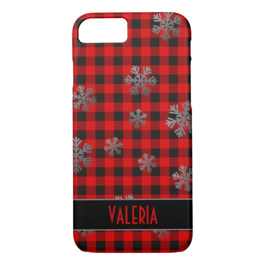 Coques Case-Mate iPhone Parties scintillant d'argent de Buffalo Rouge Snow (Dos)