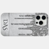 Coques Case-Mate iPhone Parties scintillant d'argent de dépôt | Monogramme (Verso (horizontal))