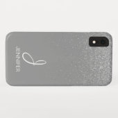 Coques Case-Mate iPhone Parties scintillant d'argent et monogramme étincel (Dos (Horizontal))