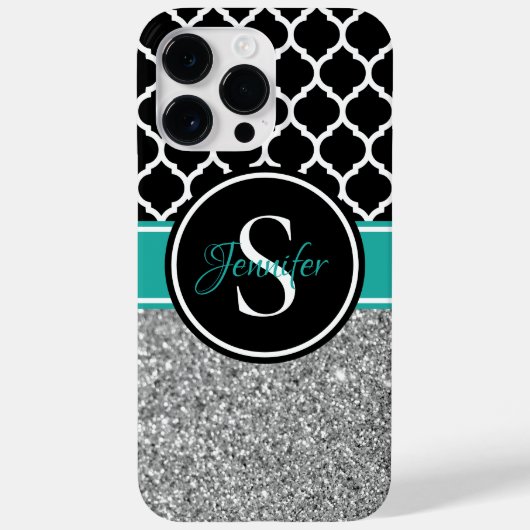Coques Case-Mate iPhone Parties scintillant d'argent Monogramme de treilli (Verso)