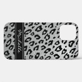 Coques Case-Mate iPhone Parties scintillant d'argent personnalisée leopard (Verso (horizontal))