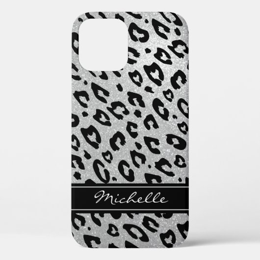 Coques Case-Mate iPhone Parties scintillant d'argent personnalisée leopard (Verso)