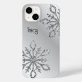 Coques Case-Mate iPhone Parties scintillant d'argent personnalisée Snowfla (Verso)