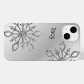 Coques Case-Mate iPhone Parties scintillant d'argent personnalisée Snowfla (Verso (horizontal))