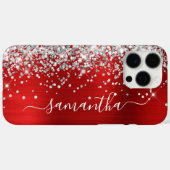 Coques Case-Mate iPhone Parties scintillant d'argent Red Metallic Girl Sig (Verso (horizontal))