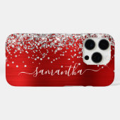 Coques Case-Mate iPhone Parties scintillant d'argent Red Metallic Girl Sig (Verso (horizontal))