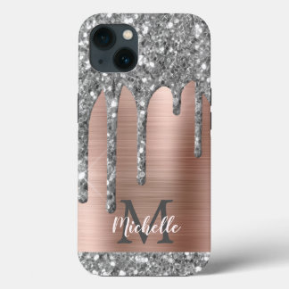 Case-Mate iPhone Case Parties scintillant d'argent Rose Monogramme métal