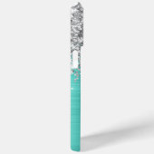 Coques Case-Mate iPhone Parties scintillant d'argent Turquoise Nom (Verso / Droite)
